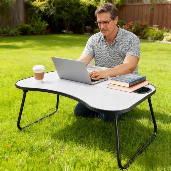 Bureau Portable Pliable Avec Support Pour Tasse - Élégance et Praticité
