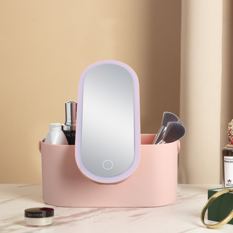 Miroir Maquillage LED Portable avec Rangement Pratique - Idéal pour les Voyages