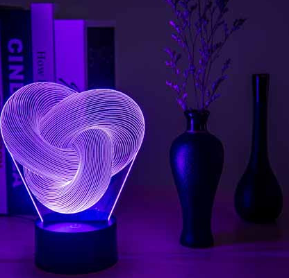 Lampe de Nuit 3D LED Twist Abstract pour des Nuits Apaisantes