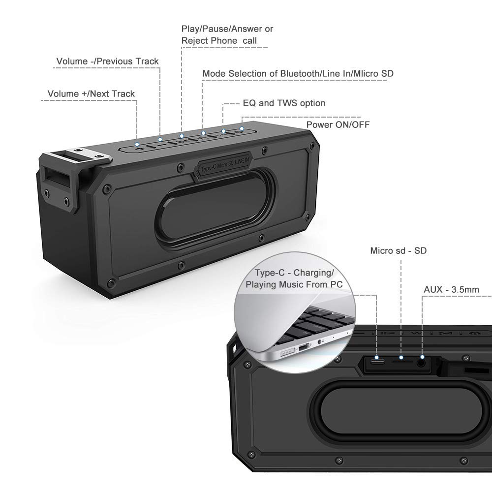Enceinte Bluetooth Portable 40W Étanche - Son Puissant pour Extérieur