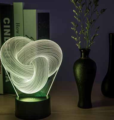 Lampe de Nuit 3D LED Twist Abstract pour Un Sommeil Apaisant - Blanc