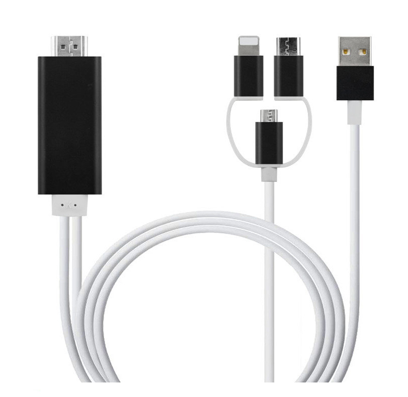 Câble Projection 3 En 1 Type-C Vers HDMI - Idéal pour Smartphone Blanc