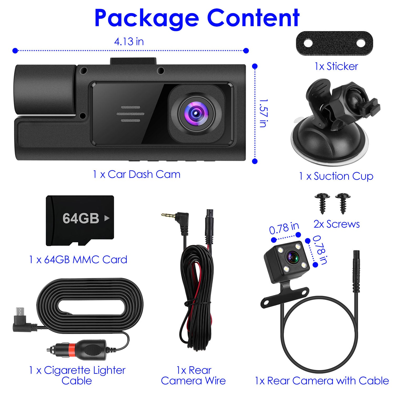 Caméra Dash Auto WiFi FHD 1080P - Vision 3 Canaux & Enregistrement