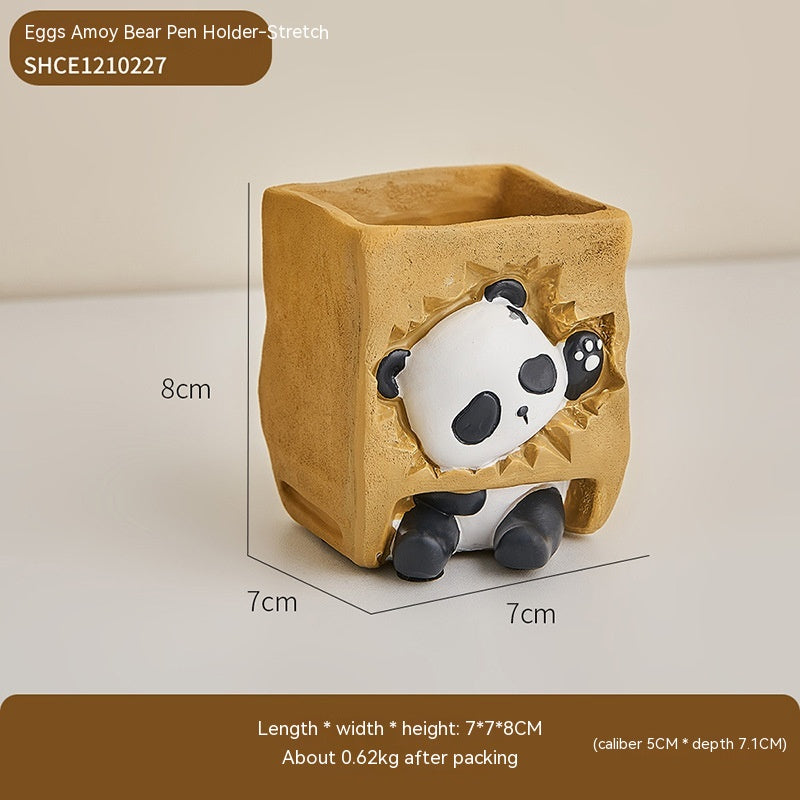 Porte-Stylo Panda Mignon pour Bureau, Décoration Créative - Blanc