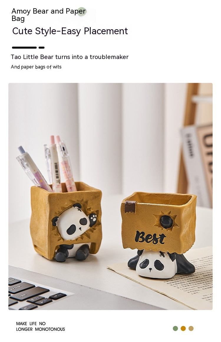 Porte-Stylo Panda Mignon pour Bureau - Décoration Fun et Pratique
