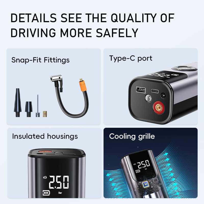 Gonfleur Pneus Portable Sans Fil - Pratique et Efficace pour Votre Voiture