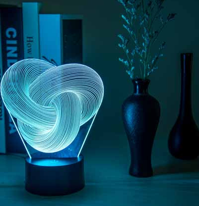 Lampe de Nuit 3D LED Twist Abstract pour des Nuits Apaisantes