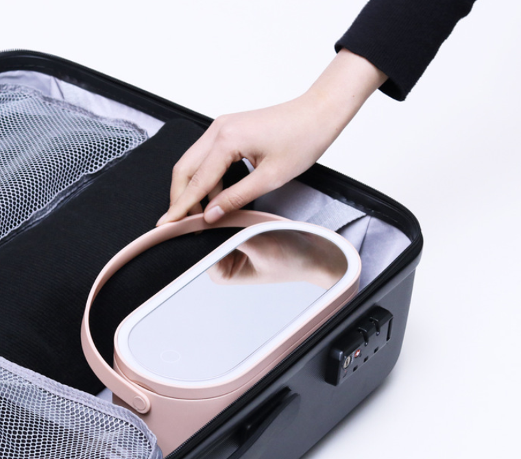 Miroir de Bureau LED Portable avec Rangement Pratique pour Cosmétiques