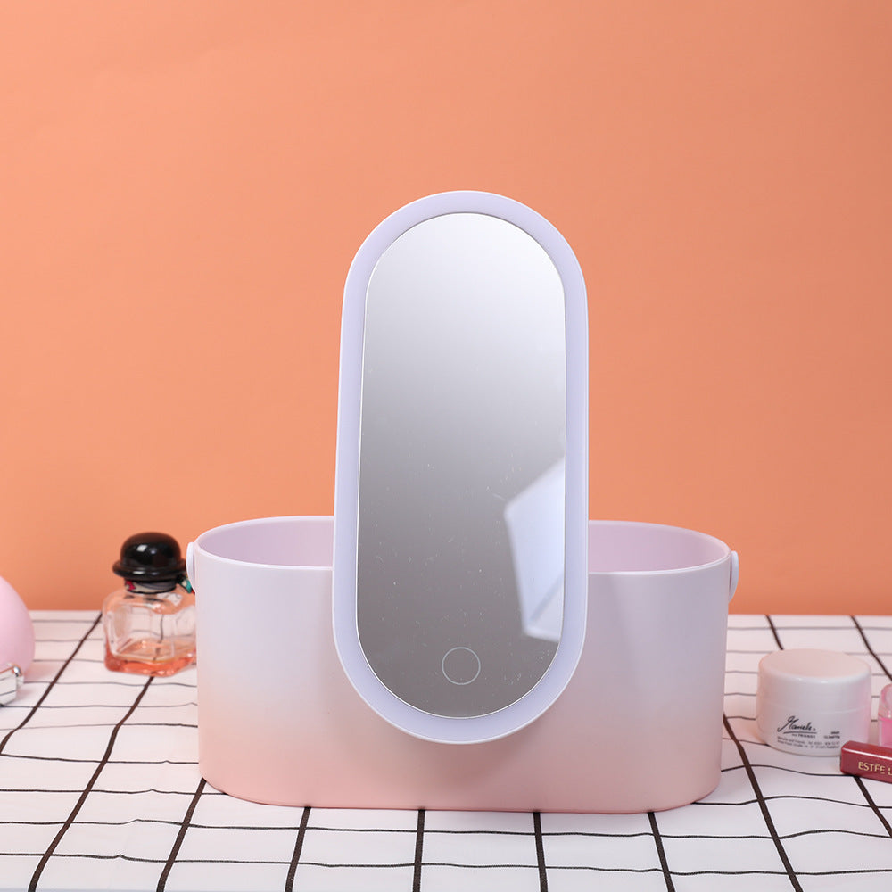 Miroir Maquillage LED Portable avec Rangement Pratique - Idéal pour les Voyages