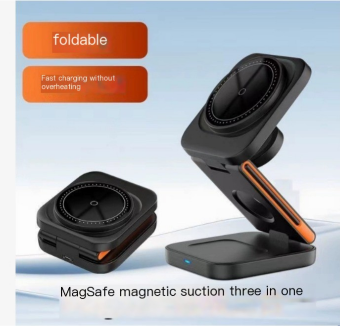 Chargeur Sans Fil Pliable 3-en-1 : Pratique et Polyvalent