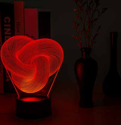 Lampe de Nuit 3D LED Twist Abstract pour des Nuits Apaisantes