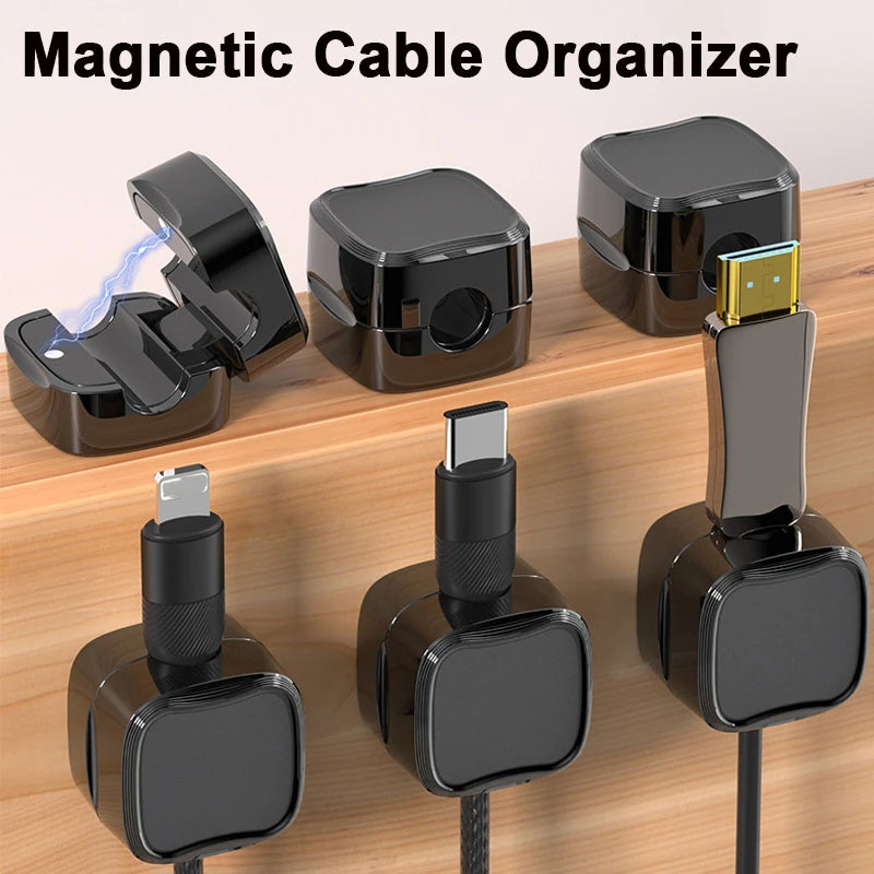 Organiseur Câbles Magnétique Réglable pour Bureau - Rangement Pratique