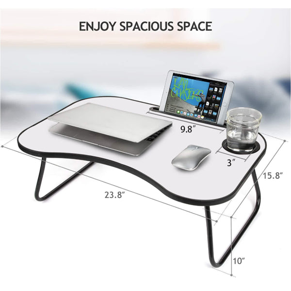 Bureau Portable Pliable Élégant avec Support Tasse - Idéal pour le Télétravail
