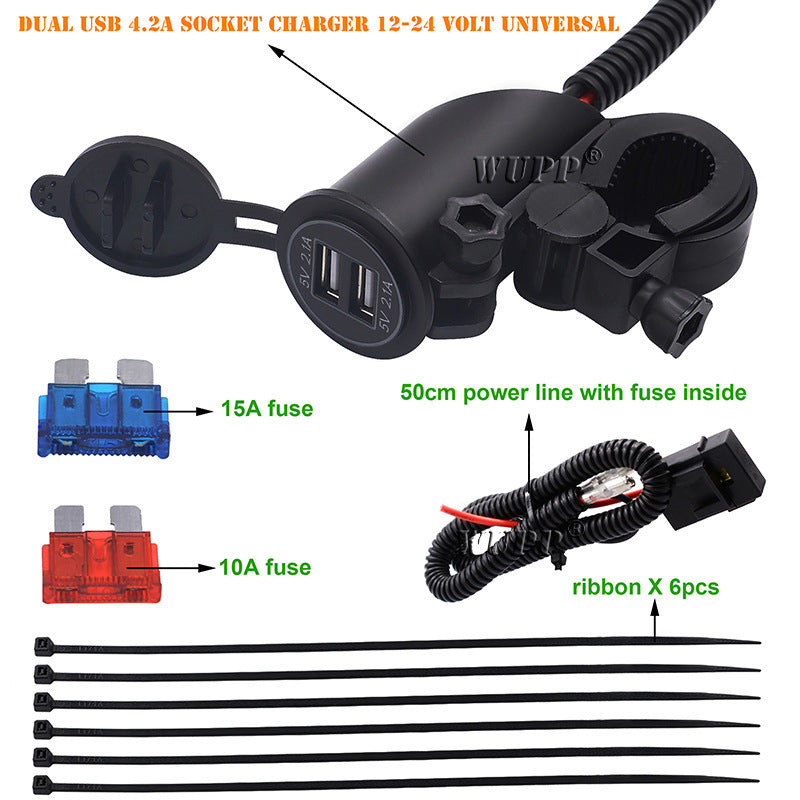 Chargeur USB Double Universel 4.2A pour Voiture et Moto - Charge Rapide