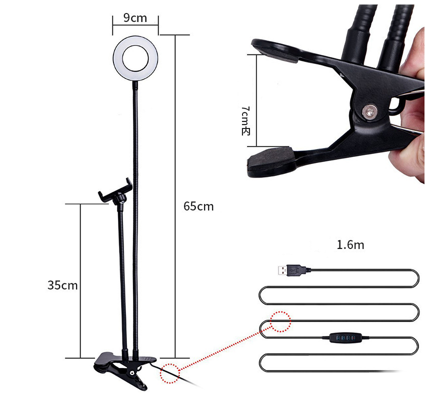 Anneau Lumineux LED Ajustable pour Selfie et Maquillage - Éclairage Parfait
