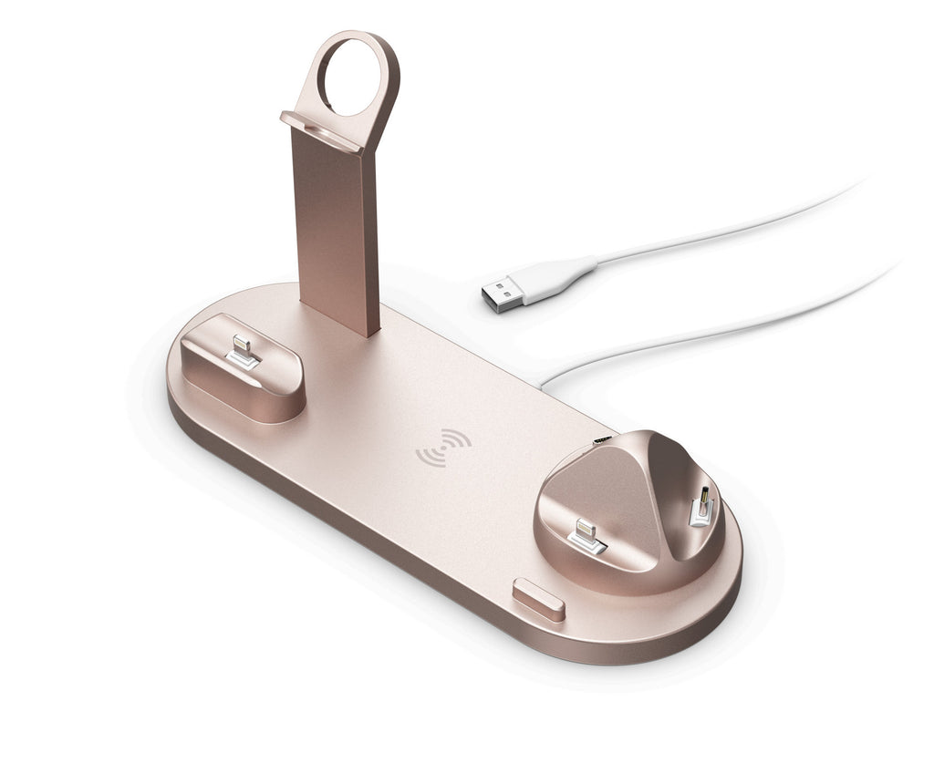 Station de Charge Sans Fil 3-en-1 pour Téléphone, Casque et Montre