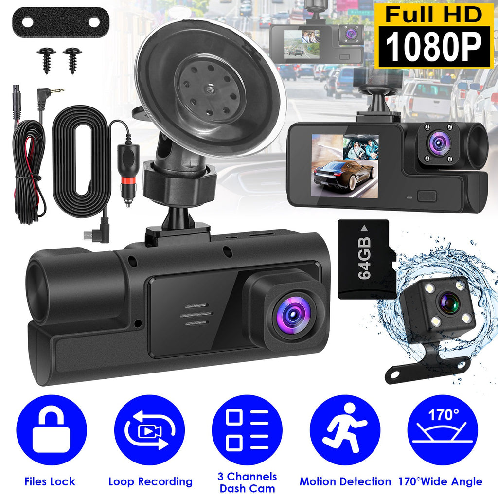 Caméra Dash Auto WiFi FHD 1080P - Sécurisez vos trajets avec 3 Canaux