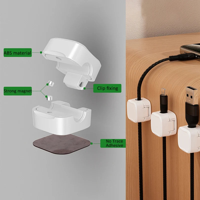 Organiseur Câbles Magnétique Réglable pour Bureau - Rangement Pratique