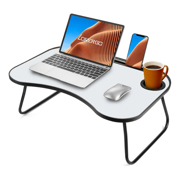 Bureau Portable Pliable Élégant avec Support Tasse - Idéal pour le Télétravail