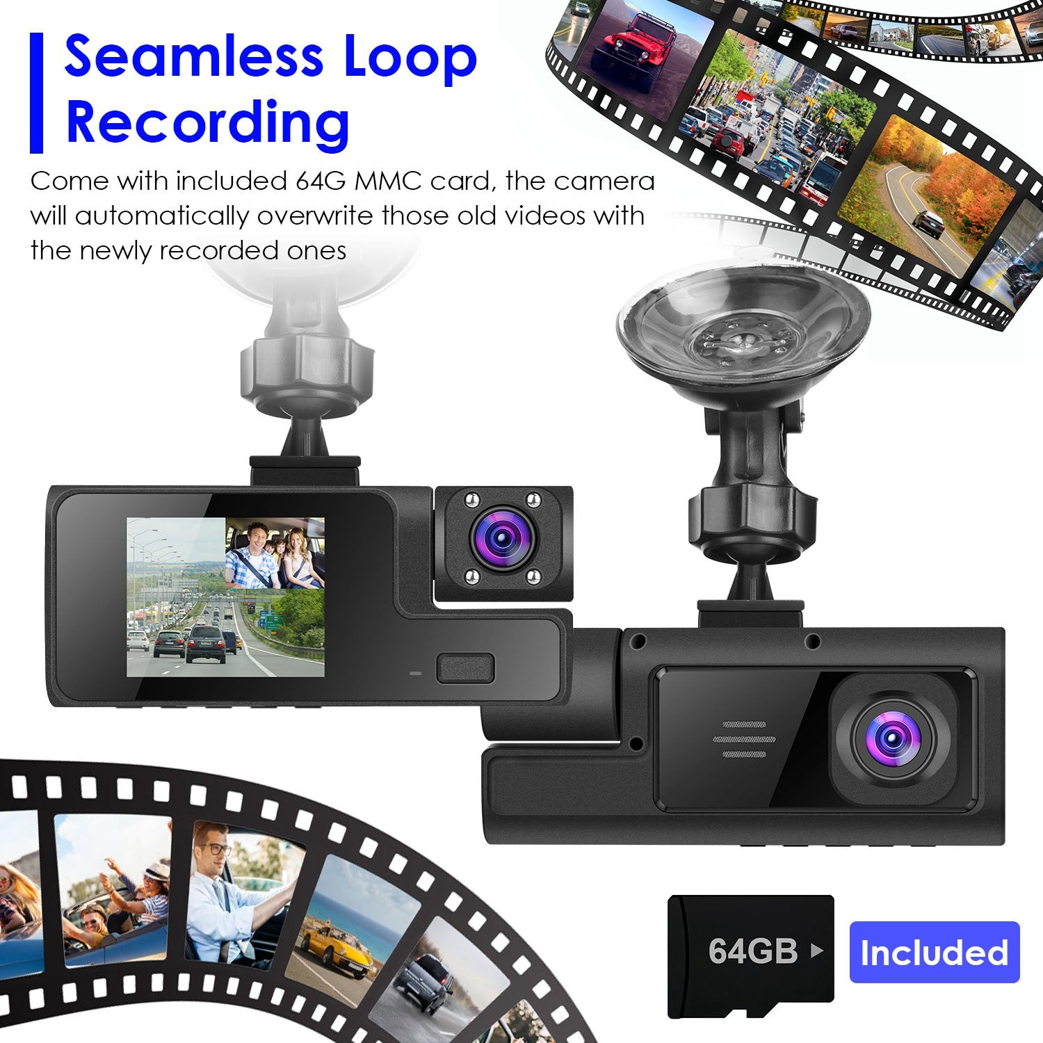Caméra Dash Auto WiFi FHD 1080P - Vision 3 Canaux pour Sécurité